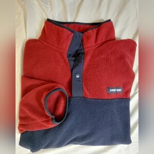 Lands' End Red Fleece Quarter Snap Pullover